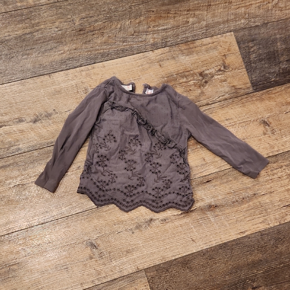 Gray Long Sleeve Embroidered Top Zara Baby